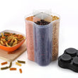 4-section plastic food storage container with lock