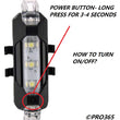 White LED front light for bicycles, resistant to water.