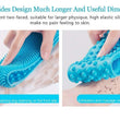 Body back scrubber with silicone bristles for exfoliating dead skin.