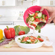 Efficient salad maker bowl with cutting feature