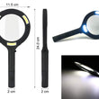 Magnifying glass with LED lighting and ergonomic handle.