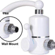 Electric water heater faucet tap with detailed view, emphasizing its instant heating feature