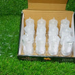 Set of large flameless candles with a melted effect.