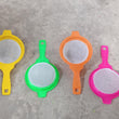 Versatile plastic strainer for juice and other liquids.