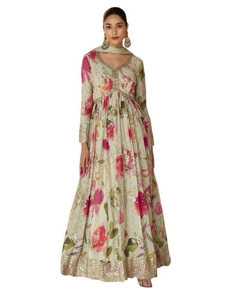 Gown with Nazneen Dupatta