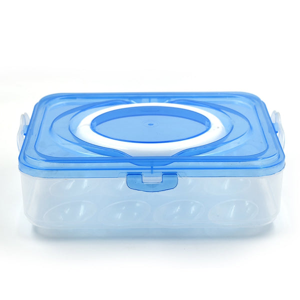 Plastic egg storage container with 12 grid compartments for organizing eggs in the refrigerator