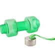 Dumbbell-shaped water bottle with a steel cap, perfect for exercise and hydration.