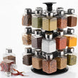 Large 360° spice rack with 24 square containers for kitchen use