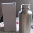 Durable stainless steel water bottle with handle, hot and cold drink friendly