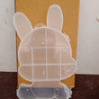 Clear plastic storage box with cartoon bear design.