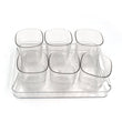 6-piece glasses set with tray, includes water, juice, beer, and wine glasses.