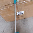 Long-handle scrub brush for cleaning floors and tiles, featuring stiff bristles.