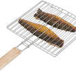 Square roaster for papad with wooden handle for grilling