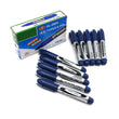 Reliable blue markers and pens for study and teaching aids.