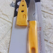 Set of stainless steel kitchen knives with blade cover and non-slip handle