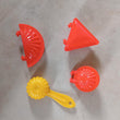 Four-piece set of red plastic kitchen dough press molds