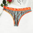 CANDYCOUTUR Cotton Lace Thong Panty In Blue/Neon Orange(sold out)