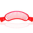 Plastic banana slicer with handle for easy slicing.