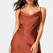 Elegant  Dark Rust Satin Slip Dress