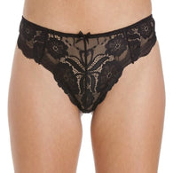 Female Black Floral Transparent Lace High Waist Thong(sold out)