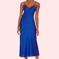 Glamorous Blue Satin Slip Midi Dress