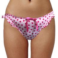 Ladies Cute Heart Print Ruffle Plush Thong(sold out)