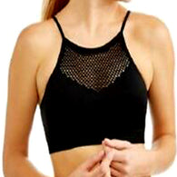 Ladies Fishnet Cut High Neck Black Cami Bra