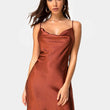 Elegant  Dark Rust Satin Slip Dress