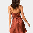 Elegant  Dark Rust Satin Slip Dress