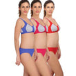 "Medium" Impact sports bra panty set pack of 3