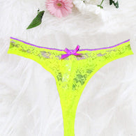 Neon Green Rose Sheer Net Lace Thong Panty(Sold Out)