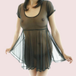 Plus Size Sexy Black Sheer Mesh Skater Dress