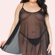 Plus Size Sheer Black Chemise for Her