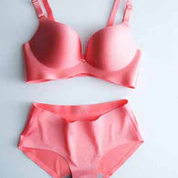 Seductive Pink Seamless Padded Pushup Bra Panty Set