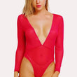 Sheer and Opaque Bodysuit for Women