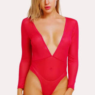 Sheer and Opaque Bodysuit for Women