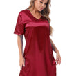 Silk satin sexy Maroon short sleepwear