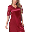 Silk satin sexy Maroon short sleepwear