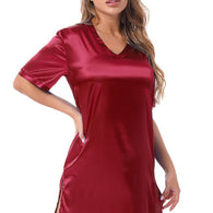 Silk satin sexy Maroon short sleepwear