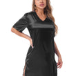 Silk satin sexy black short sleepwear