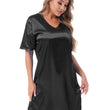 Silk satin sexy black short sleepwear