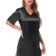 Silk satin sexy black short sleepwear