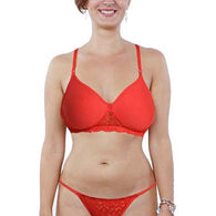 Sexy red padded bra thong set