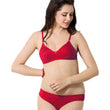 Cute Solid Red Pure Cotton Bra Panty Set