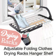 Compact folding clothes drying rack with adjustable shelves, suitable for all spaces