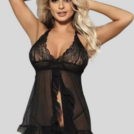 Seductive Lace Babydoll Mini Nightwear Dress