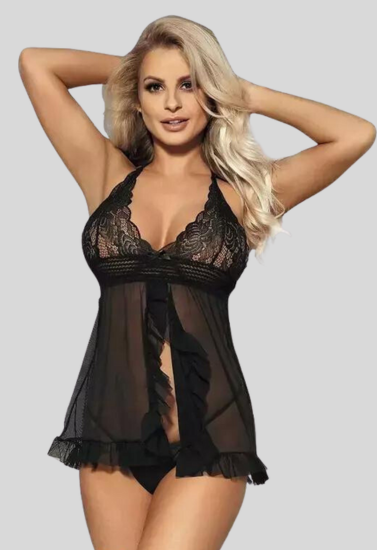 Seductive Lace Babydoll Mini Nightwear Dress