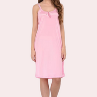 Stylish Knee-Length Pink Satin Nighty