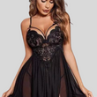 French Daina Black Lace Babydoll Nightwear