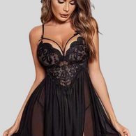 French Daina Black Lace Babydoll Nightwear